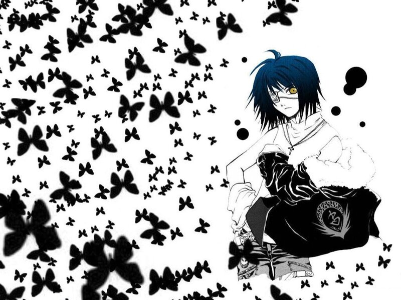 anime character with butterflies