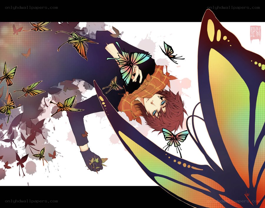anime character with butterflies