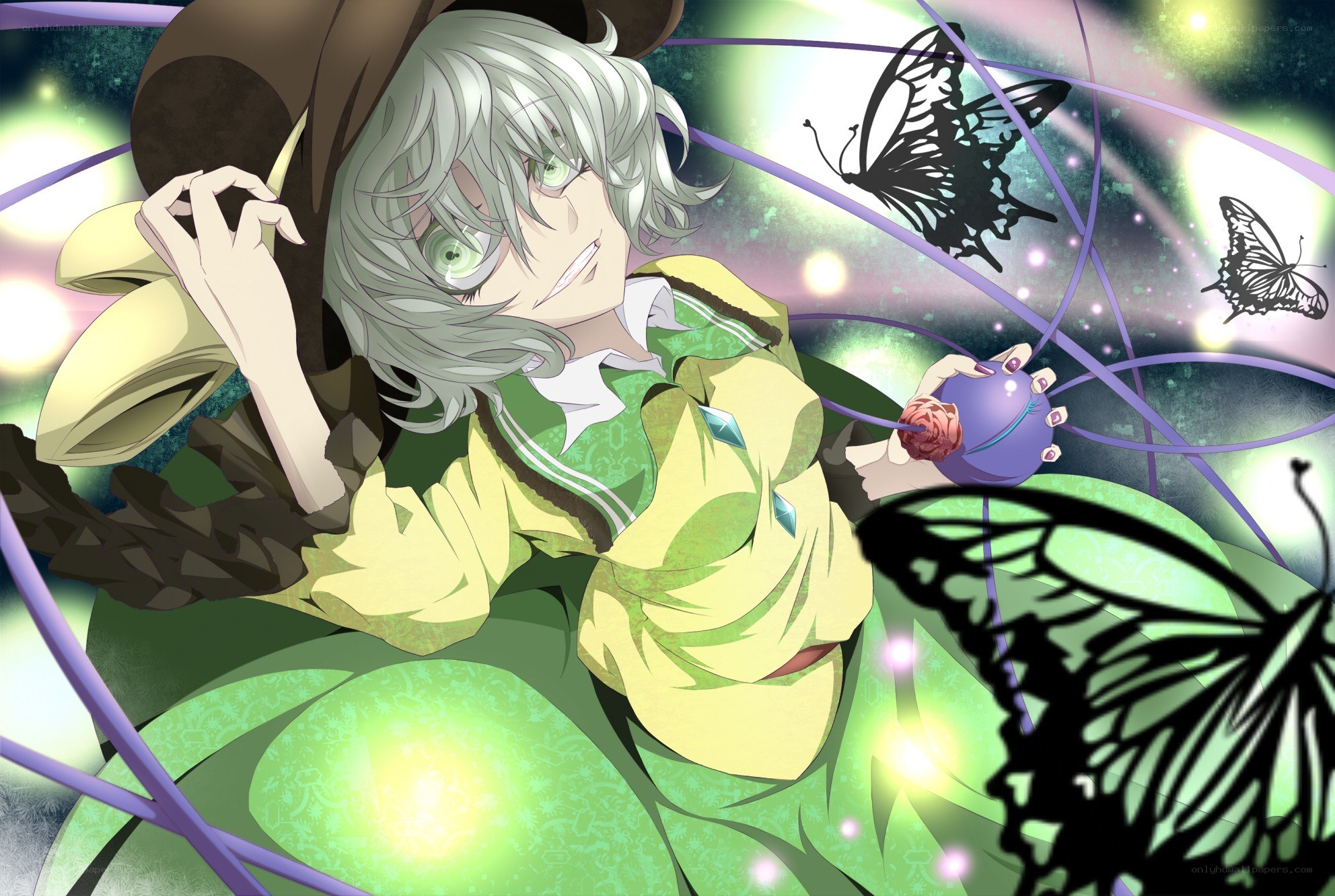 anime character with butterflies