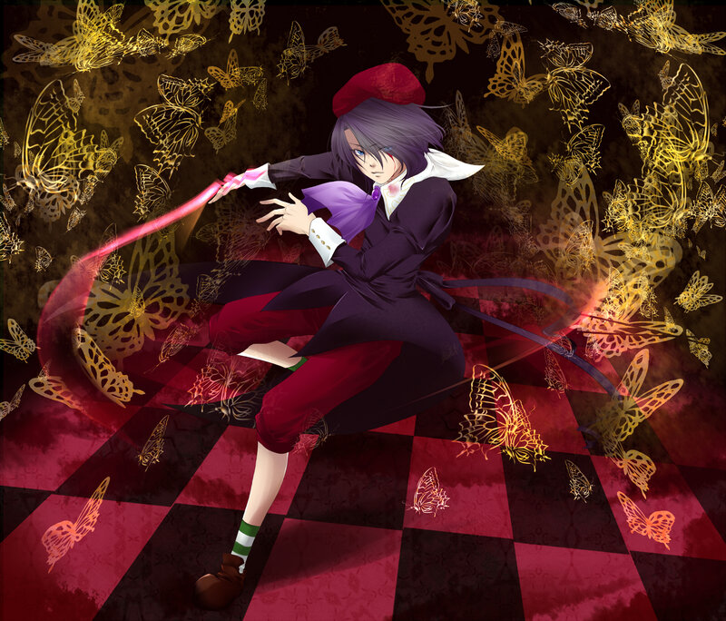 anime character with butterflies