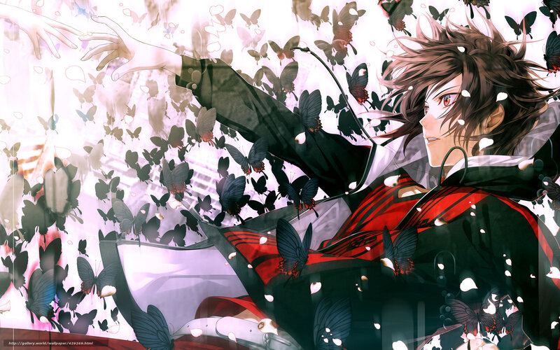 Anime Character with Butterflies — Black, Dramatic, Hand, Sunglasses