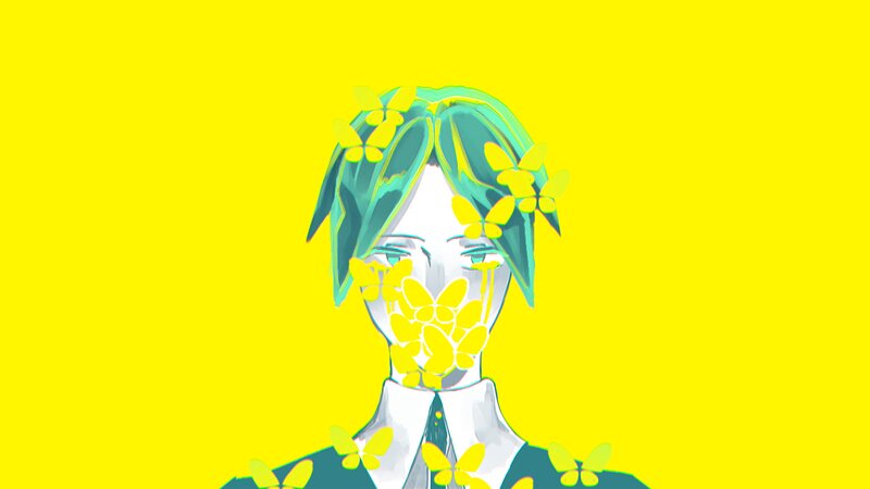 Anime Character with Butterflies — Yellow
