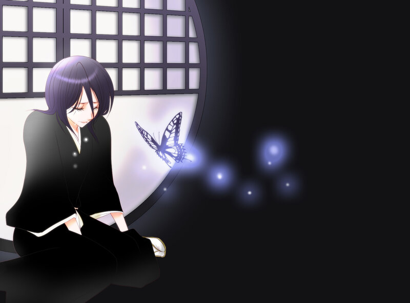 Anime Character with Butterfly — Black