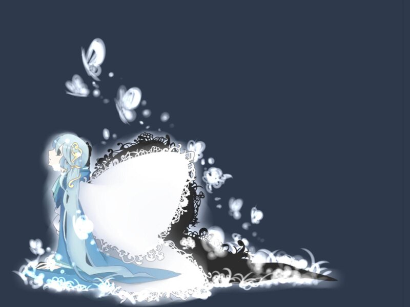 Anime Character with Butterfly — Blue, Serene