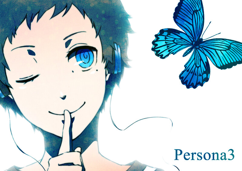 Anime Character with Butterfly — Blue