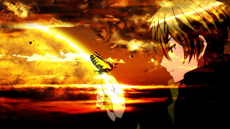 Anime Character with Butterfly — Orange
