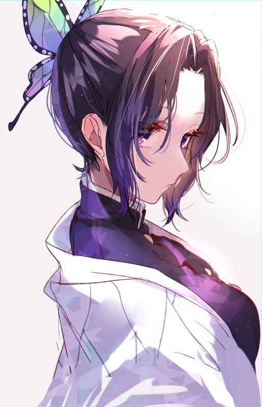 Anime Character with Butterfly — Purple, Calm, Digital Art