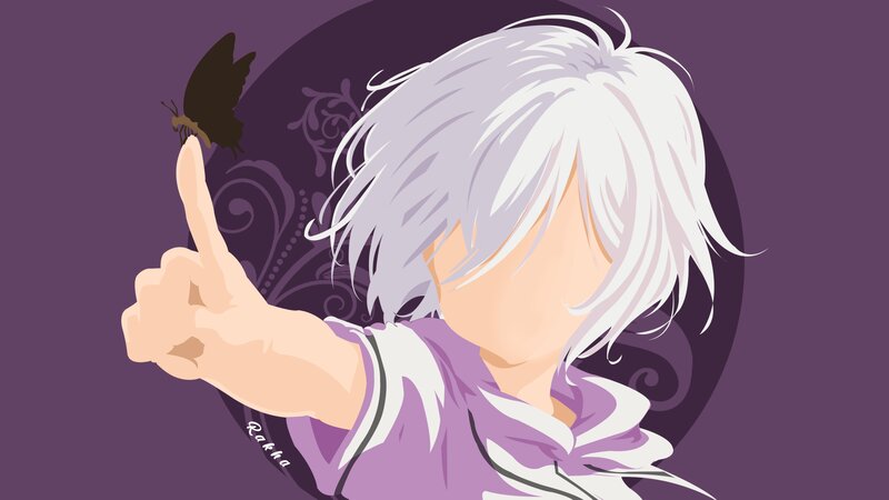 Anime Character with Butterfly — Purple, Calm