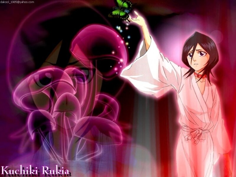 Anime Character with Butterfly — Purple