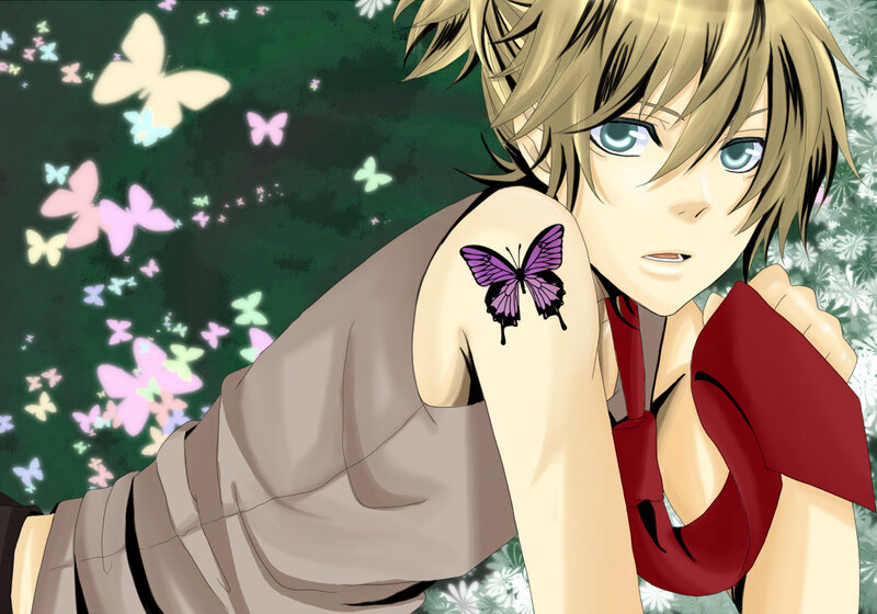 anime character with butterfly tattoo
