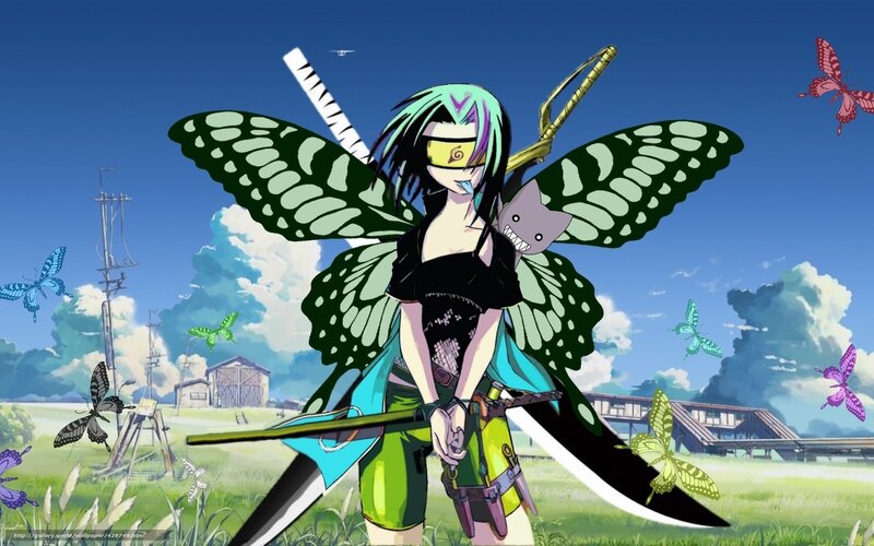 Anime Character with Butterfly Wings — Blue, Serene
