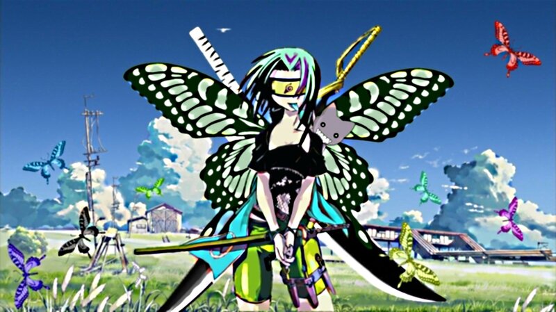 Anime Character with Butterfly Wings — Green, Serene