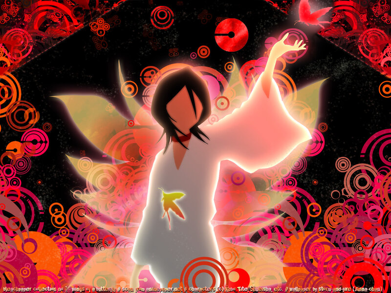 Anime Character with Butterfly Wings — Red, Dramatic