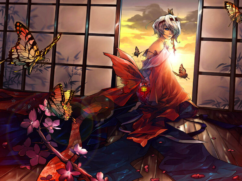 Anime Character with Butterfly Wings — Red