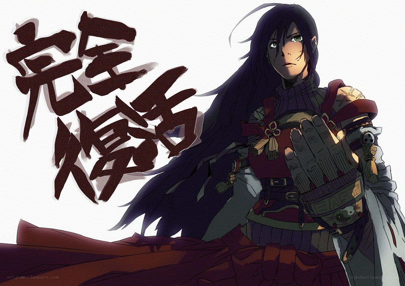 anime character with calligraphy