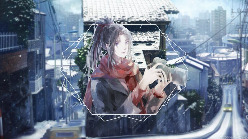 Anime Character with Camera — White, Serene