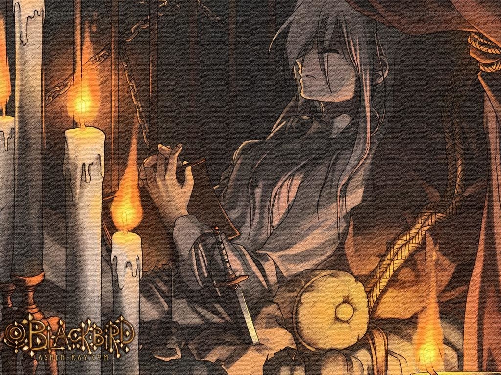 anime character with candles