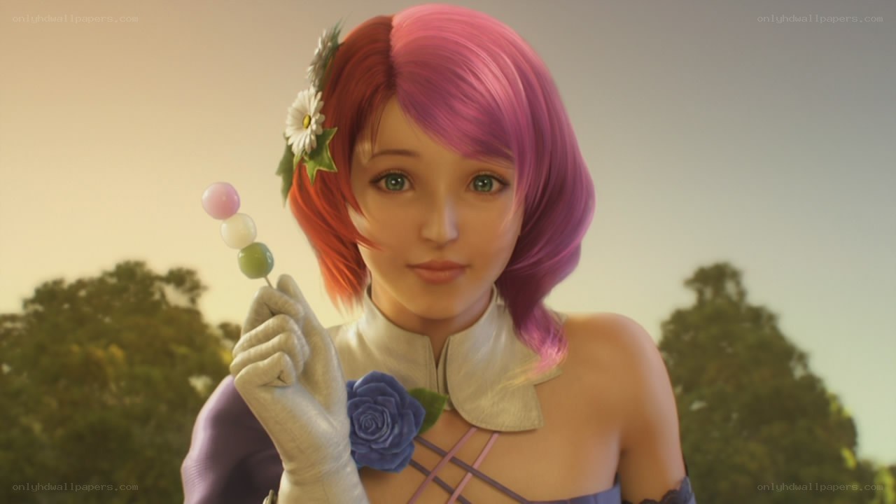 anime character with candy skewer