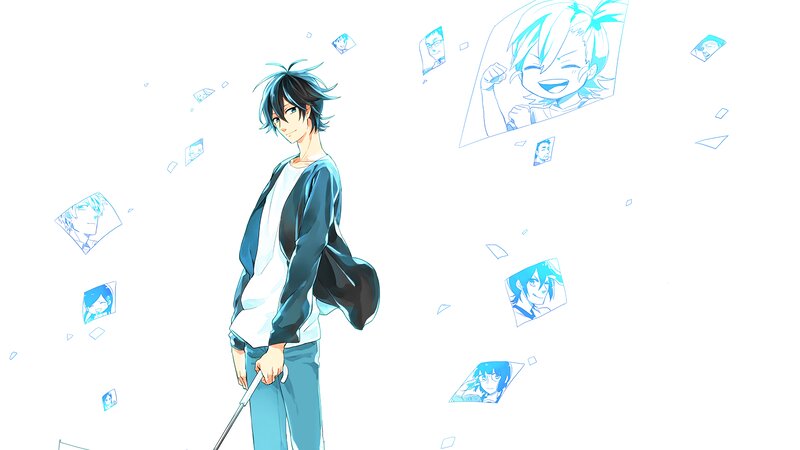 Anime Character with Cane — White