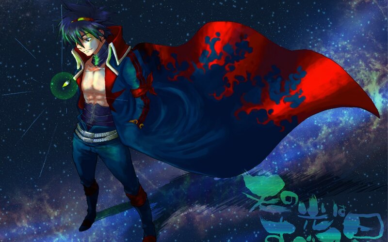 Anime Character with Cape — Blue, Dramatic