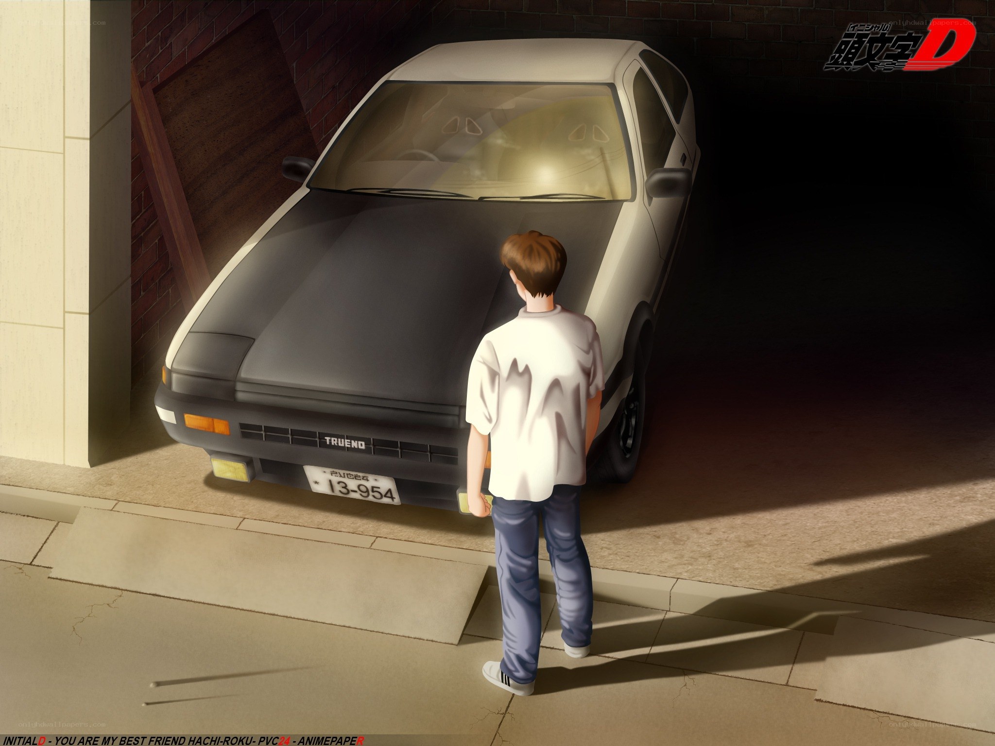 Anime character with car