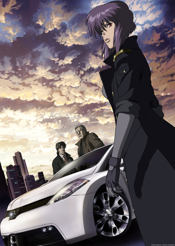 anime character with car at sunset