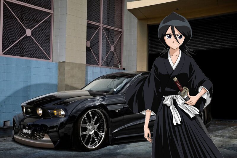 Anime Character with Car — Black