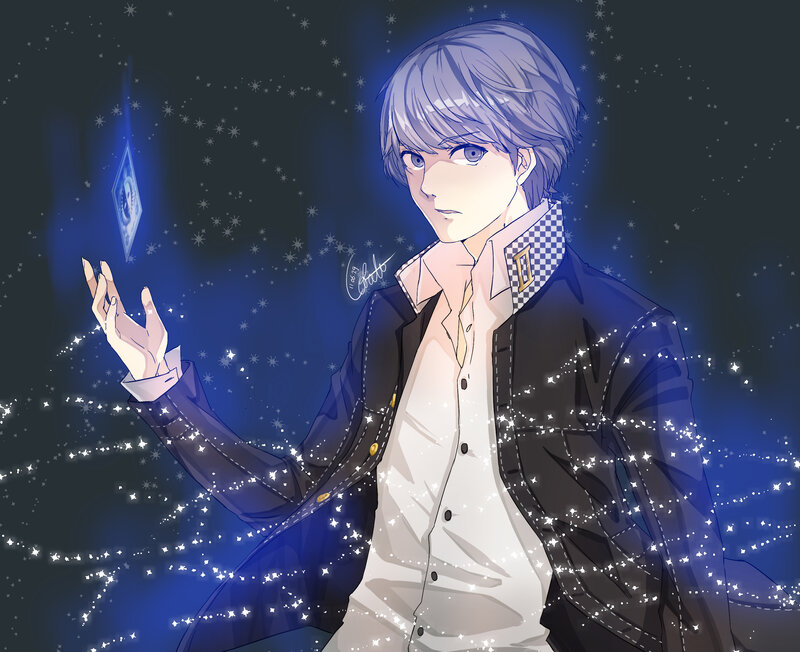 Anime Character with Card — Blue