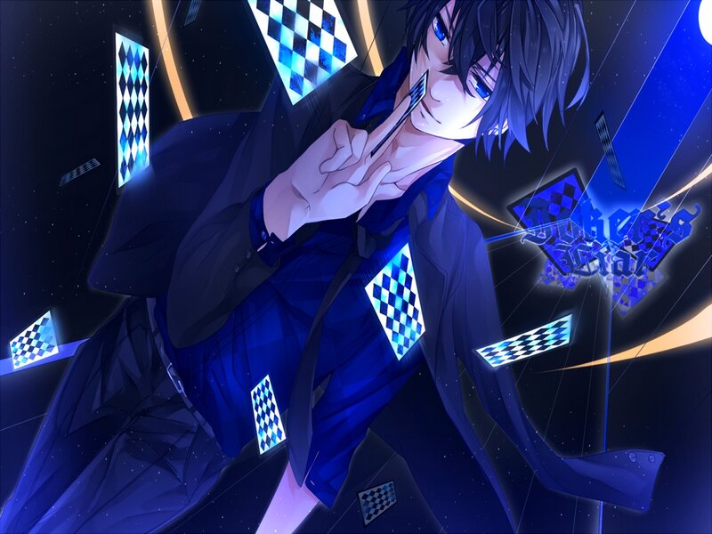 Anime Character with Cards — Blue