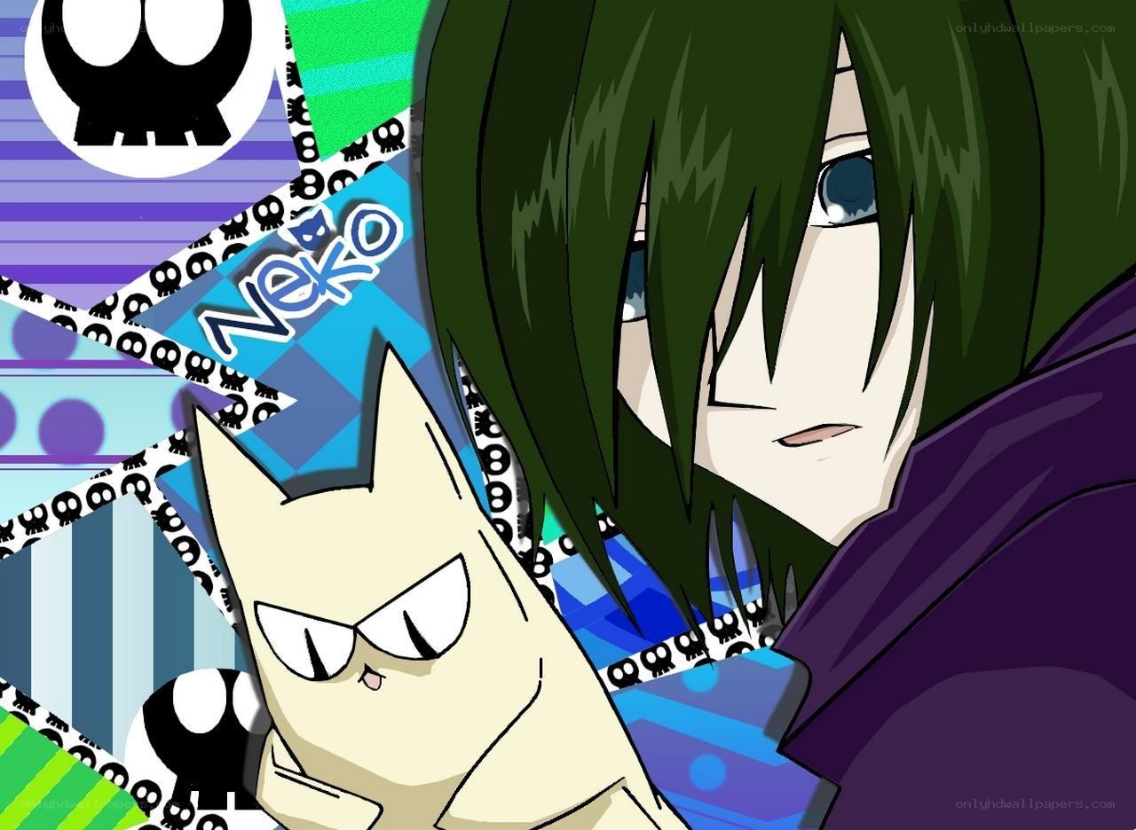 anime character with cat