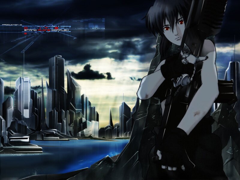 Anime Character with Cat — Black, Dramatic, Night