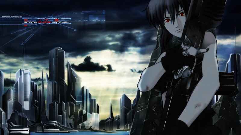 Anime Character with Cat — Black, Dramatic