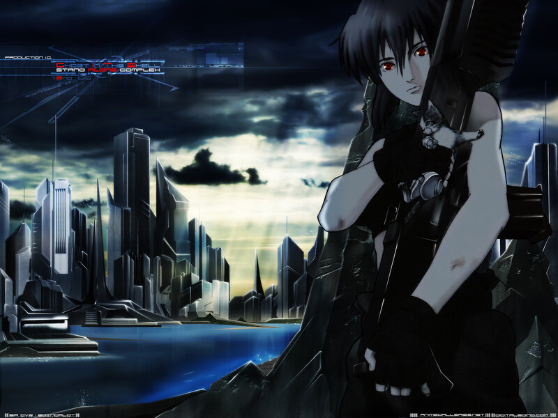 Anime Character with Cat — Black
