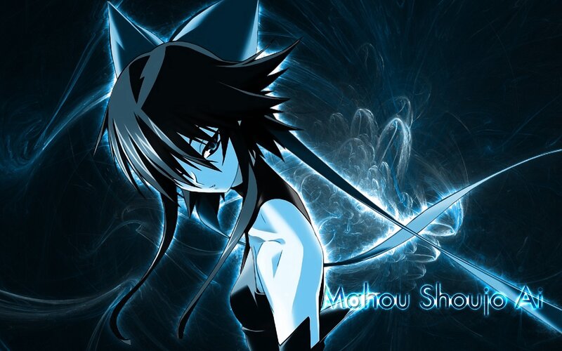 Anime Character with Cat Ears — Blue, Dramatic, Digital Art, Cat Ears, Sword