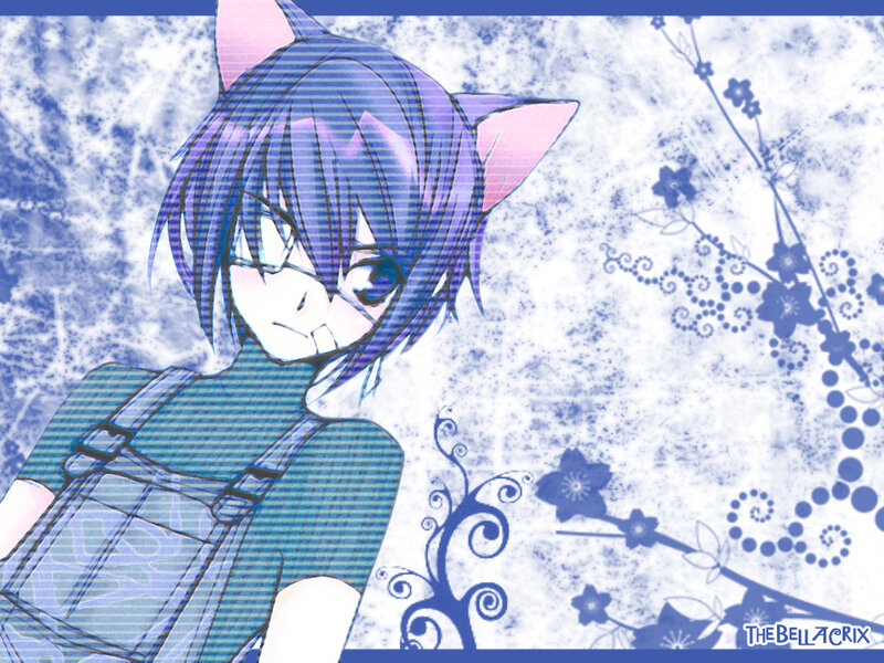 Anime Character with Cat Ears — Blue