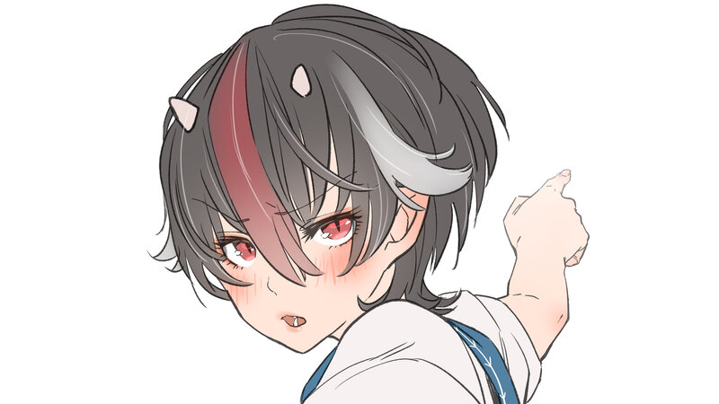 Anime Character with Cat Ears — Gray, Playful