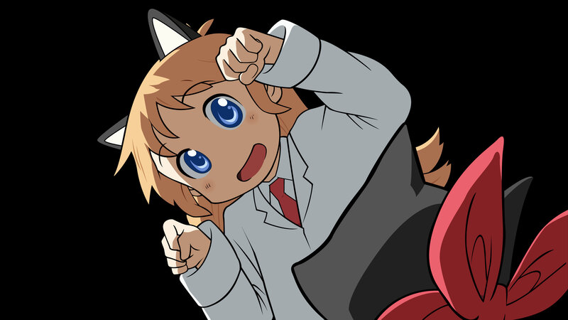 Anime Character with Cat Ears — Gray
