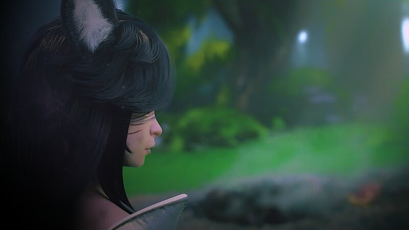 Anime Character with Cat Ears — Green