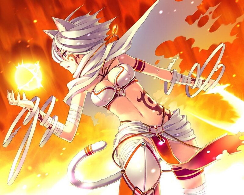 Anime Character with Cat Ears — Orange