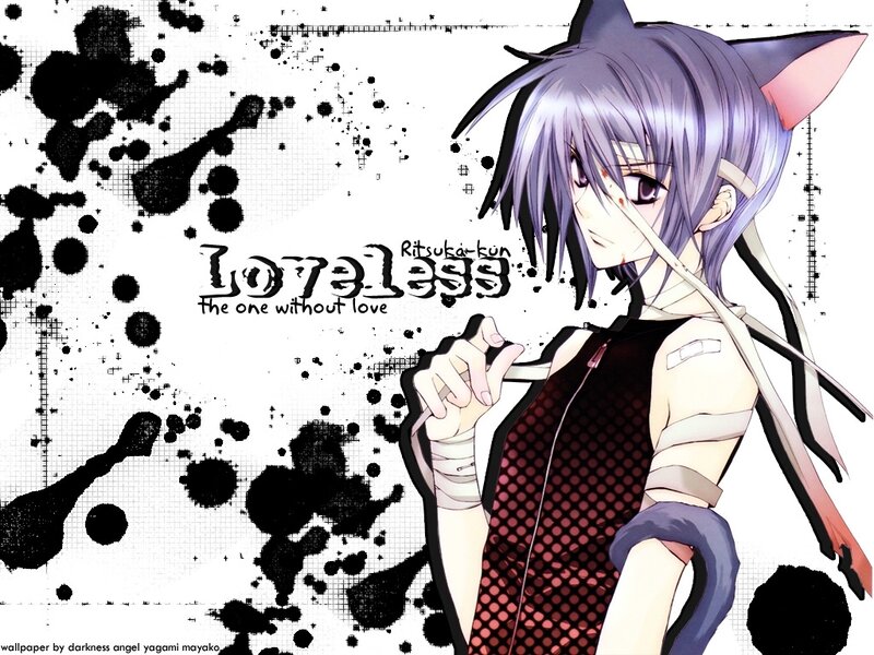 Anime Character with Cat Ears — Purple, Dramatic, Manga, Cat Ears, Bandages