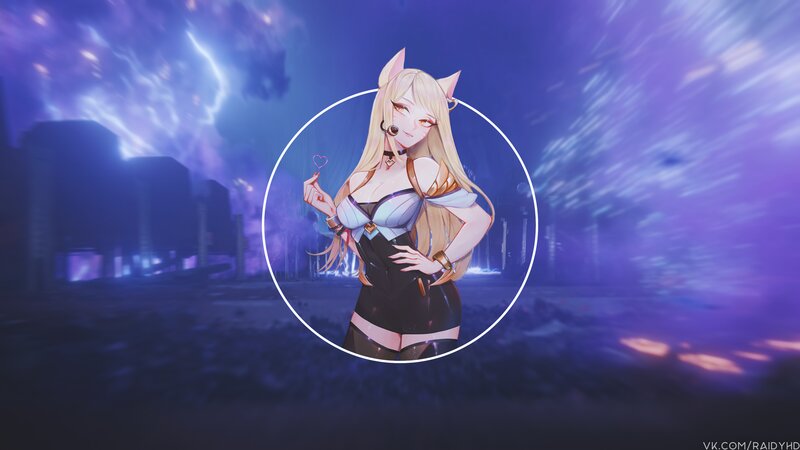 Anime Character with Cat Ears — Purple, Dramatic, Night