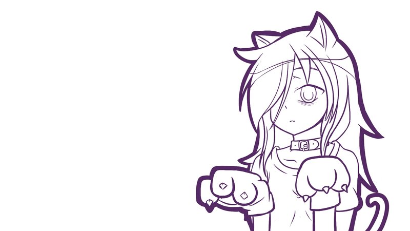 Anime Character with Cat Ears — Purple, Neutral