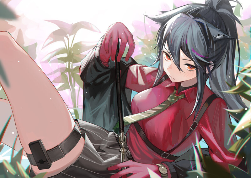 Anime Character with Cat Ears — Red, Calm