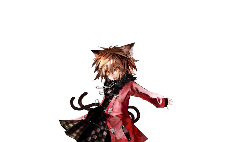 Anime Character with Cat Ears — Red, Playful