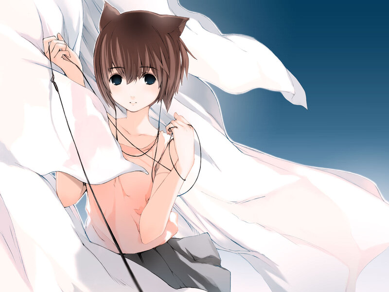 Anime Character with Cat Ears — White, Calm, Cat Ears