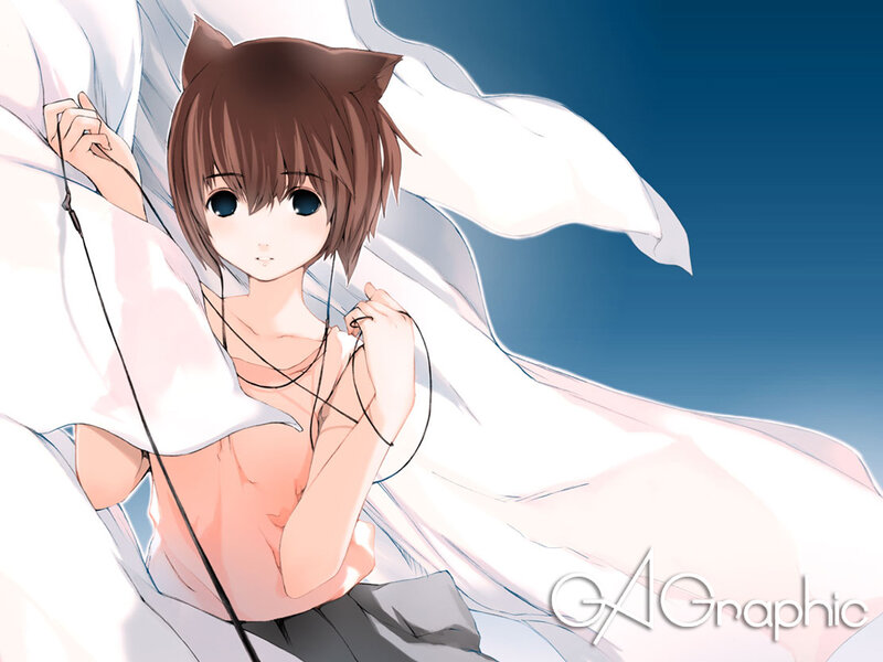 Anime Character with Cat Ears — White, Calm