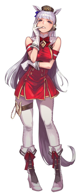 Anime Character with Cat Ears — White, Confident