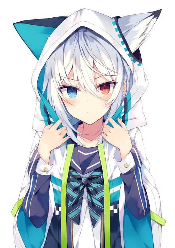 Anime Character with Cat Ears — White, Neutral, Cat Ears