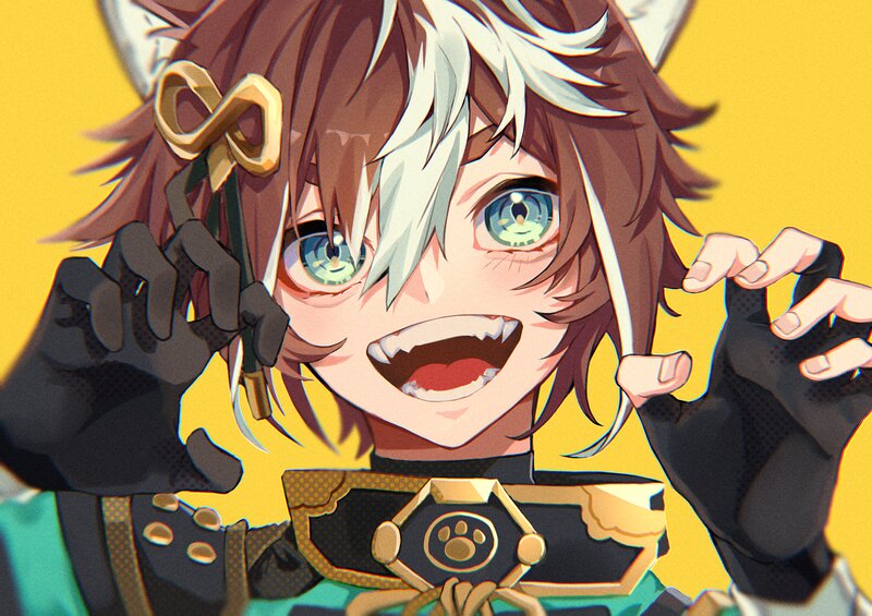 Anime Character with Cat Ears — Yellow, Energetic