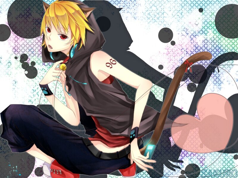 Anime Character with Cat Ears — Yellow, Playful, Digital Art